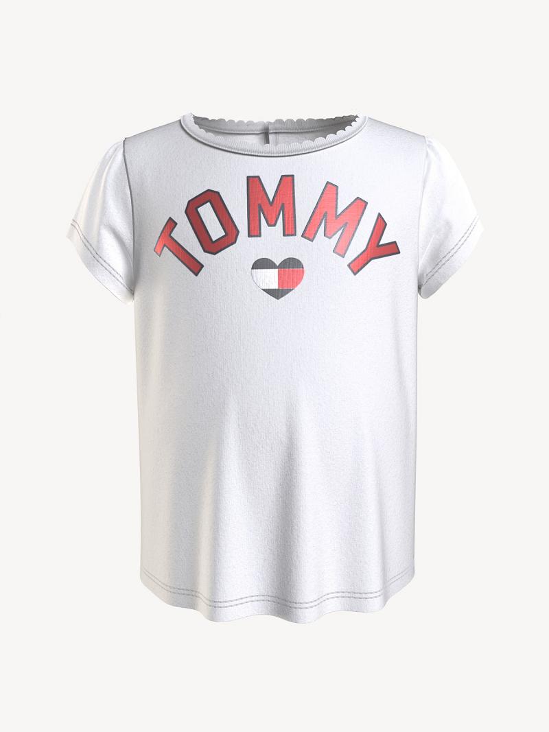 Lány Tommy Hilfiger Babies\' Tommy Heart Póló Fehér | HU 1909SGL